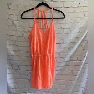 5/$20 Women’s Malibu Neon Orange Patterned See Through Swim Coverup Dress XL‎